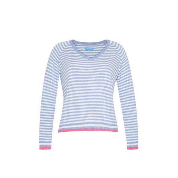 NEW BURGESS SWEATERS the ivy lightweight sweater in blueberry combo - Picture 3 of 3